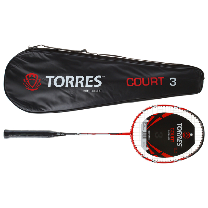 Ракетка бадм. TORRES Court3, арт.BD-502,для начинающ.,стал. стерж, алюм. обод,со струнами, к 36949