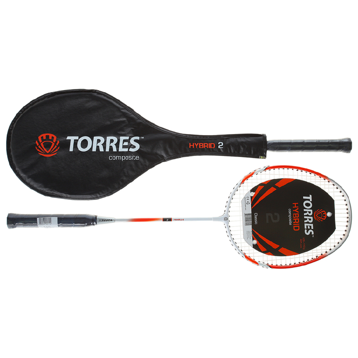 Ракетка бадм. TORRES Hybrid2,арт.BD-503, для начинающ.,стал. стерж, алюм. обод, со струнами, 36949