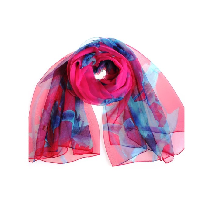 Палантин женский, размер 180х90 см, KSH3509 фуксия, синий