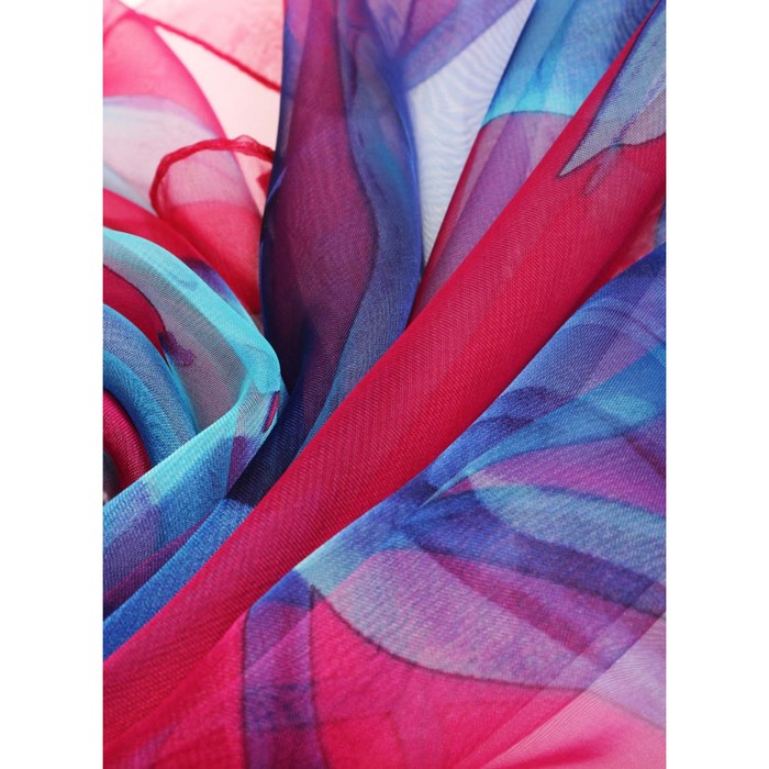 Палантин женский, размер 180х90 см, KSH3509 фуксия, синий