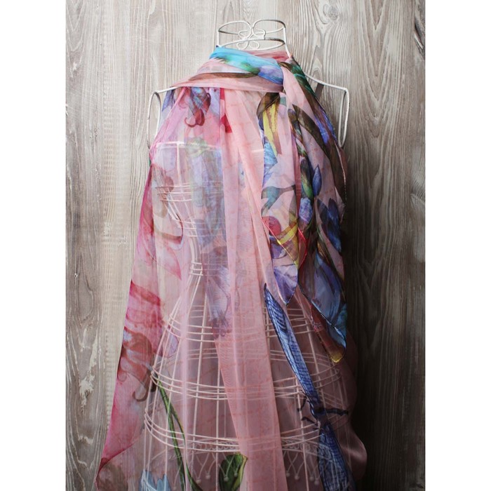 Палантин женский, размер 180х90 см, KSH3513 розовый, синий