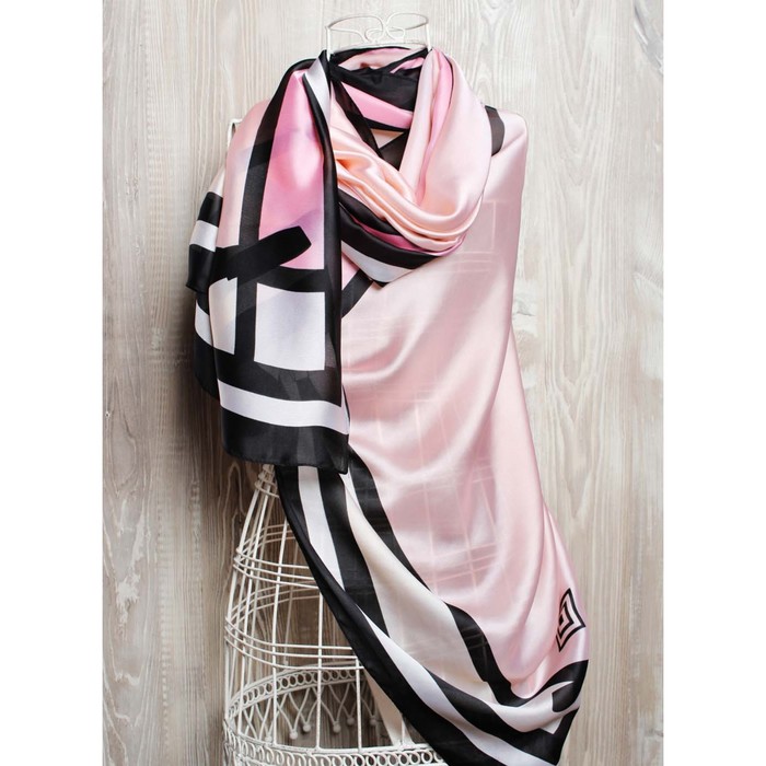 Палантин женский, размер 180х90 см, K0518OP215 розовый, чёрный