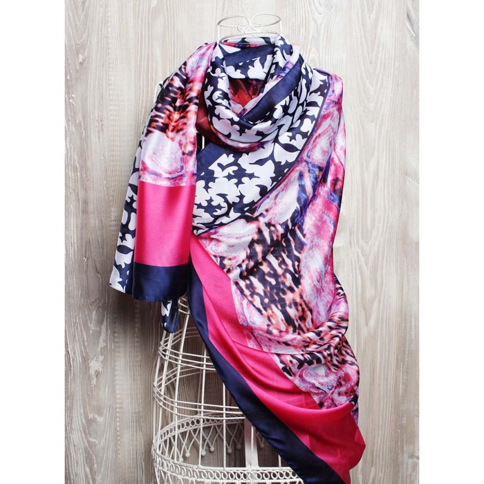 Палантин женский, размер 180х90 см, K0518OP241 синий, розовый