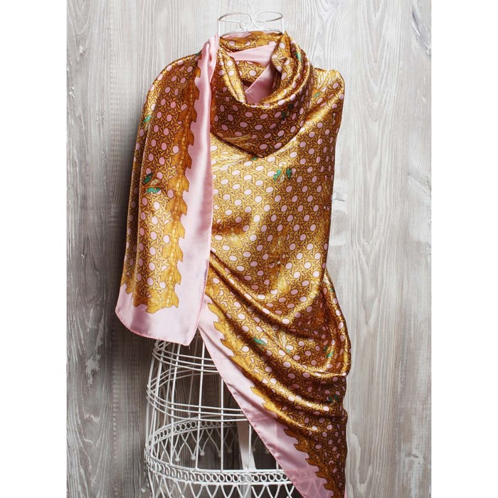 Палантин женский, размер 180х90 см, K0518OP249 розовый, желтый