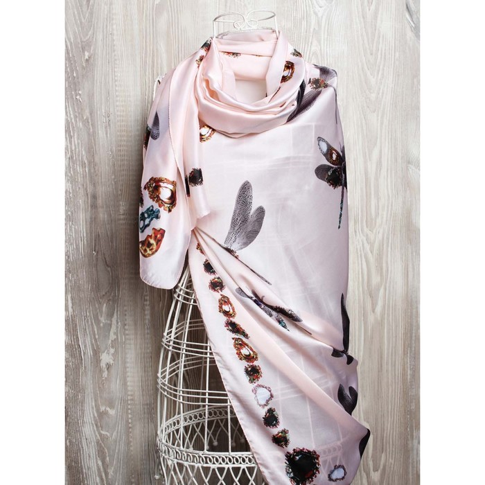 Палантин женский, размер 180х90 см, K0518OP256 розовый, серый