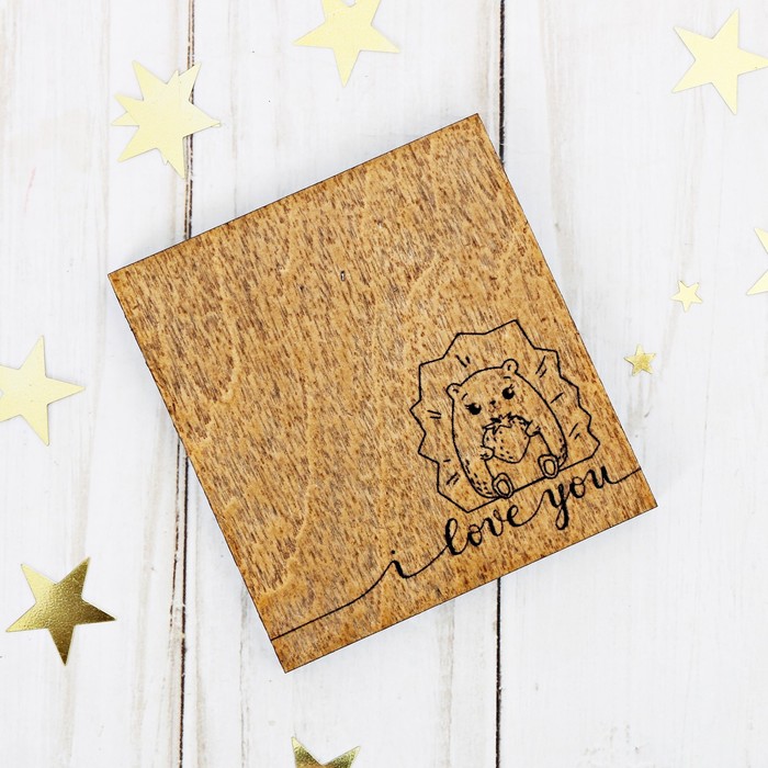 Открытка деревянная "I love you" ёжик