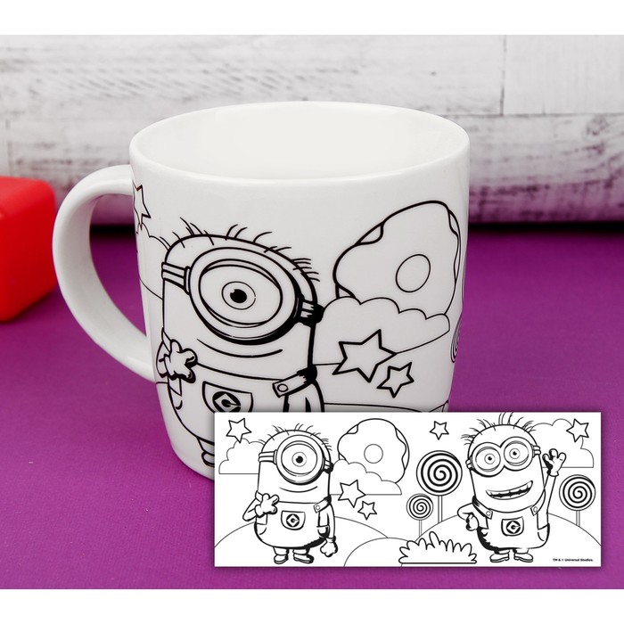 Кружка под роспись "Миньоны" Гадкий Я 250 мл + краски 6 цв* 3 мл, кисть, блестк 2 гр