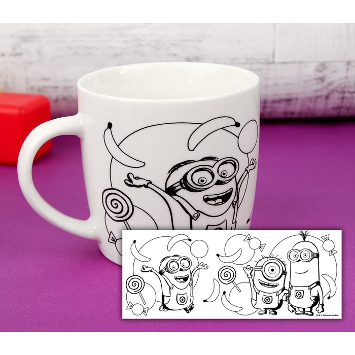 Кружка под роспись "Бананы" Гадкий Я 250 мл + краски 6 цв*3 мл, кисть, блестк 2 гр