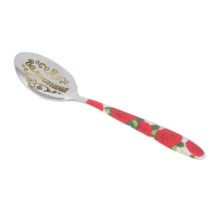 Ложка на открытке с деколью "Валентина"