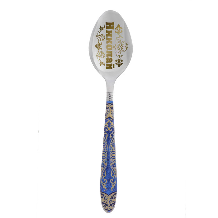 Ложка на открытке с деколью "Николай"