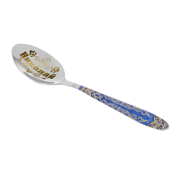 Ложка на открытке с деколью "Николай"