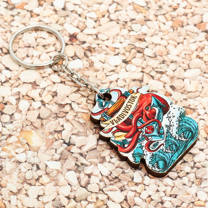 Брелок деревянный «Владивосток. Осьминог» 3,5 x 4,5