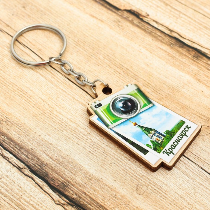 Брелок деревянный в форме фотоаппарата «Красноярск. Часовня Параскевы Пятницы», 3,3 x 5 см