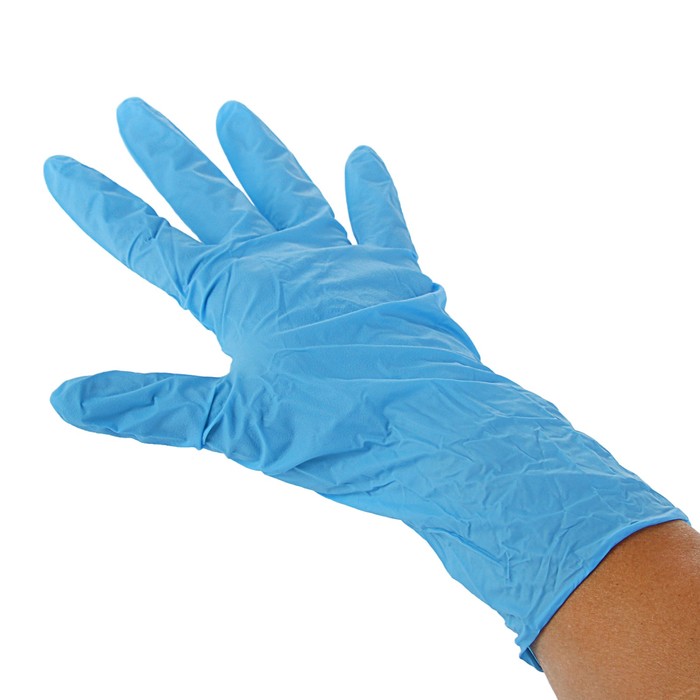Перчатки «Супермакс» нитриловые голубые с удлиненной манжетой нест. L