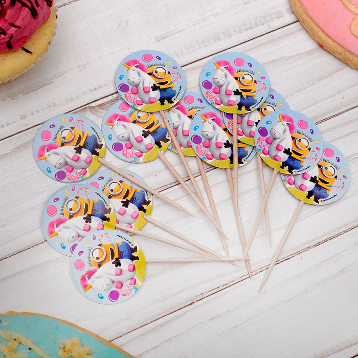 Шпажки "Миньон с единорогом" Гадкий Я (набор 12 шт)