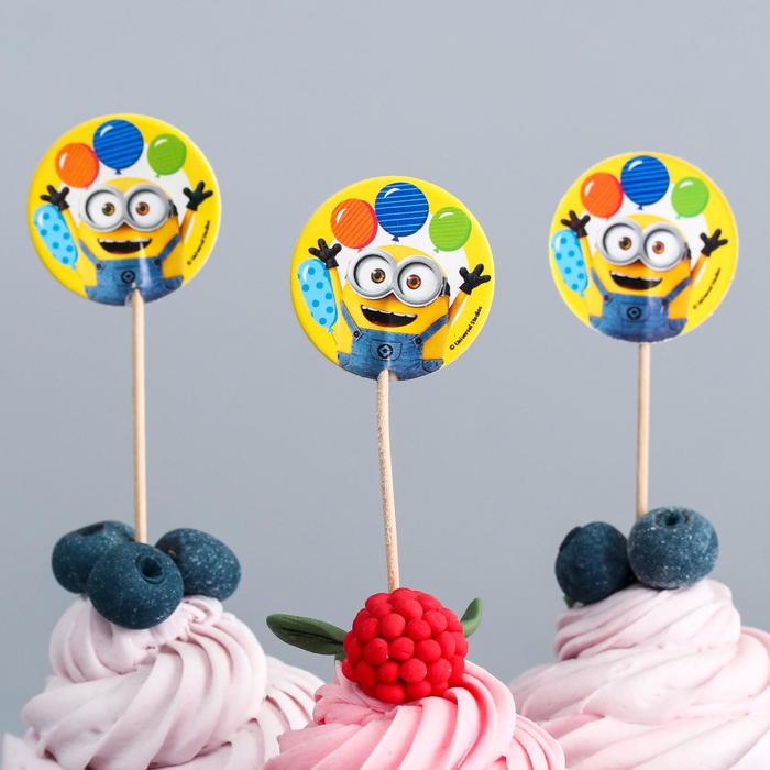 Шпажки "Миньон с шариками" Гадкий Я (набор 12 шт)
