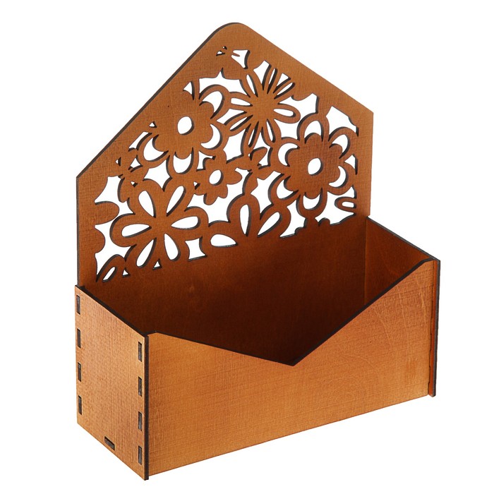 Кашпо флористическое "Конверт", с цветами, мокко, 18 х 6,6 х 20,5 см