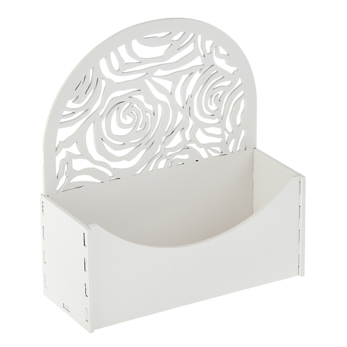 Кашпо флористическое "Конверт", с розами, белый, 18 х 6,6 х 20,5 см