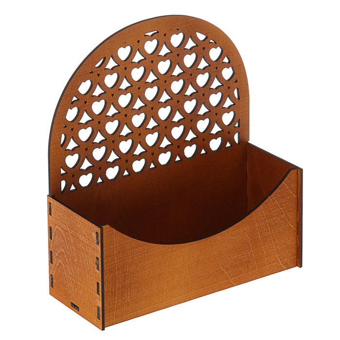 Кашпо флористическое "Конверт", с сердцами, мокко, 18 х 7,2 х 19,5 см