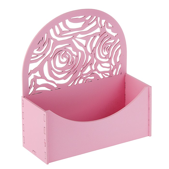 Кашпо флористическое "Конверт", с розами, розовый, 18 х 6,6 х 20,5 см
