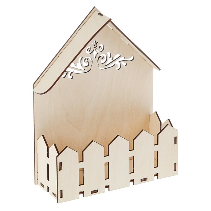 Кашпо флористическое "Конверт-домик", с вензелями, неокрашенный, 18 х 6,5 х 23 см