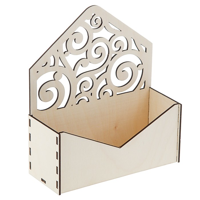 Кашпо флористическое "Конверт", с вензелями, неокрашенный, 18 х 6,6 х 20,5 см