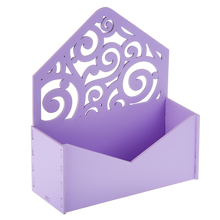 Кашпо флористическое "Конверт", с вензелями, сиреневый, 18 х 6,6 х 20,5 см