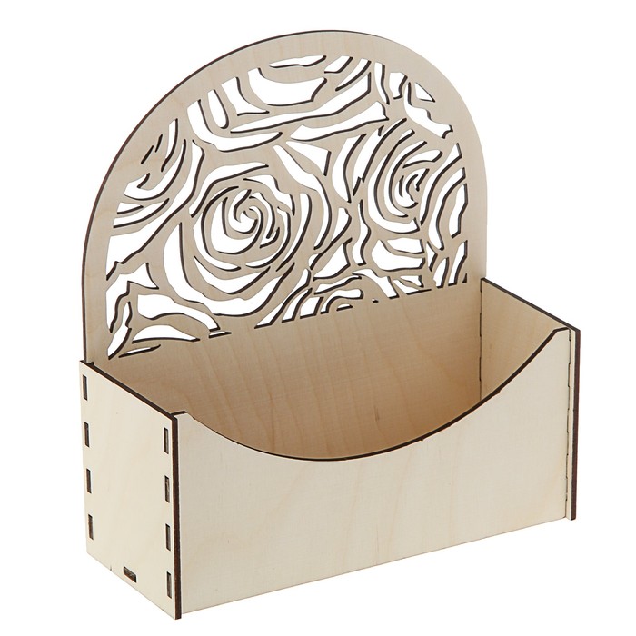 Кашпо флористическое "Конверт", с розами, неокрашенный, 18 х 7,2 х 19,5 см