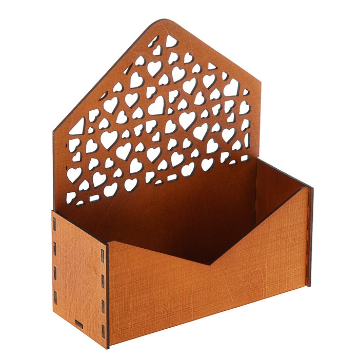 Кашпо флористическое "Конверт", с сердечками, мокко, 18 х 6,6 х 20,5 см