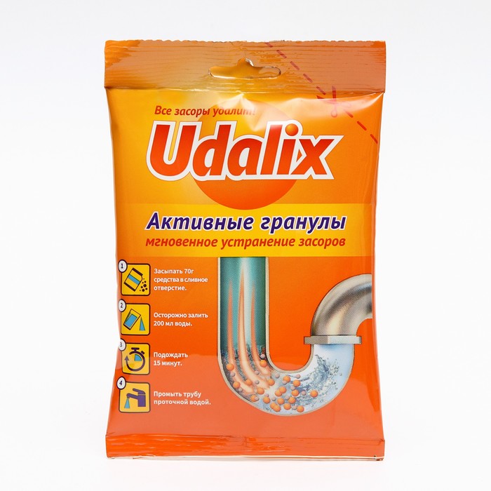 Средство для удаления засоров в трубах Udalix, 70 гр средство для удаления засора в трубах антизасор экспресс формула 70 г