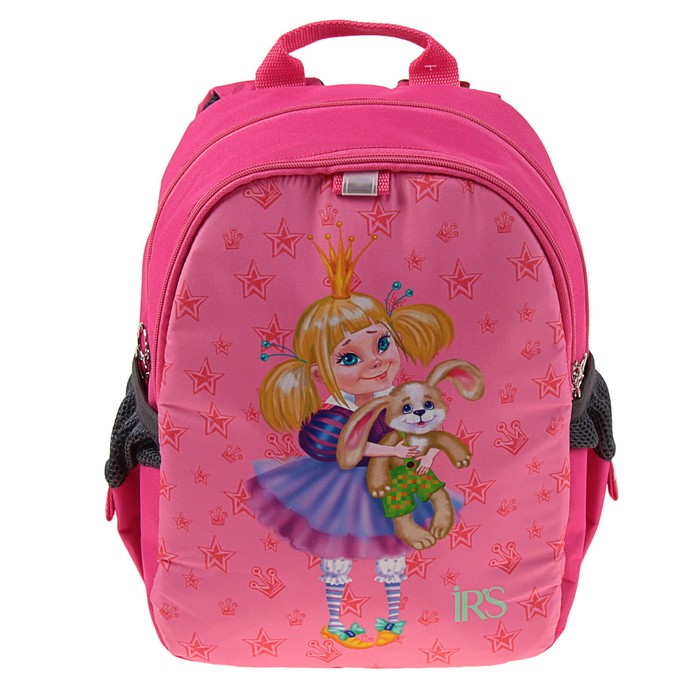 Рюкзак школьный с эргономичной спинкой 35 х 28 х 13 см Ir's "Принцесса", розовый/серый