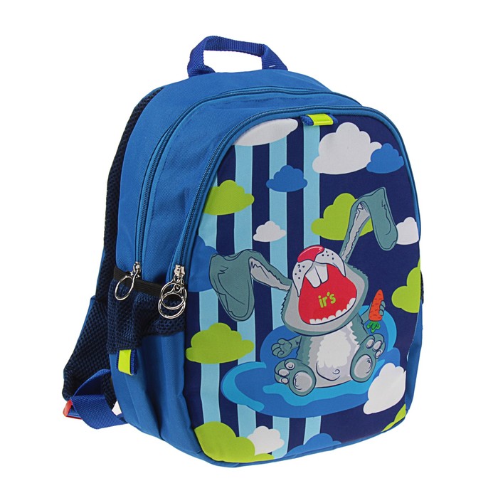 Рюкзак школьный с эргономичной спинкой 35 х 28 х 13 см Ir's "Заяц-певец", синий
