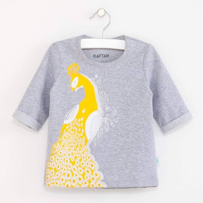 Футболка с дл. рукавом, "Павлин", серая, р-р 30 (98-104см) 3-4г., 95% хл., 5% эл.