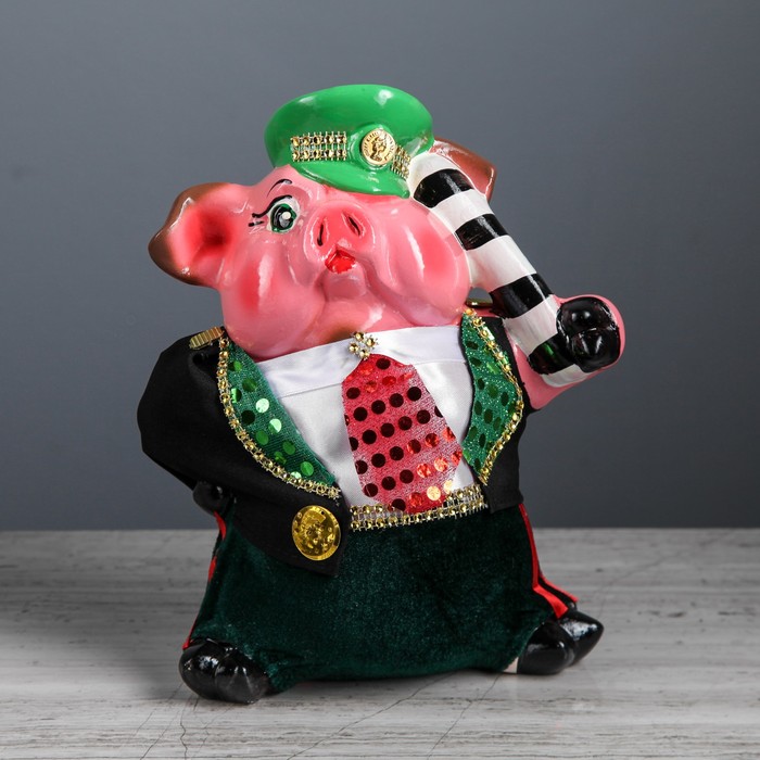 Копилка "Свинка Гаишник", текстиль, микс