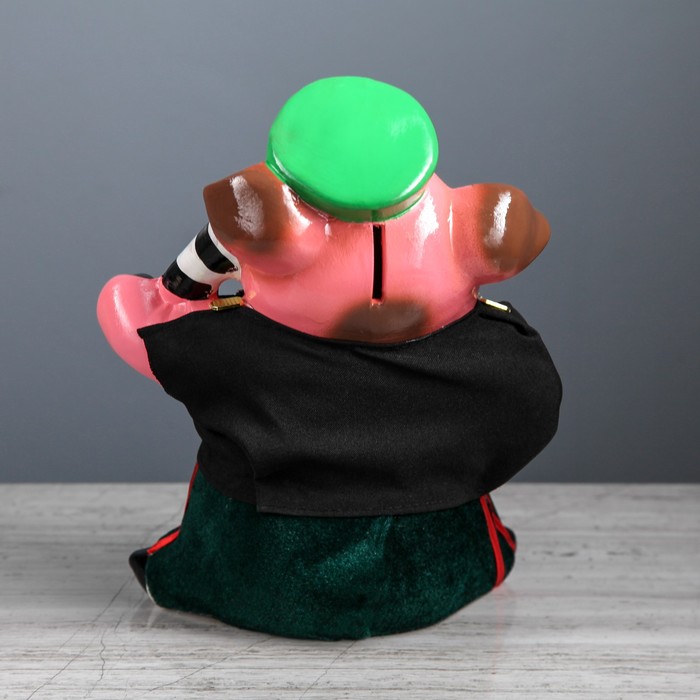 Копилка "Свинка Гаишник", текстиль, микс