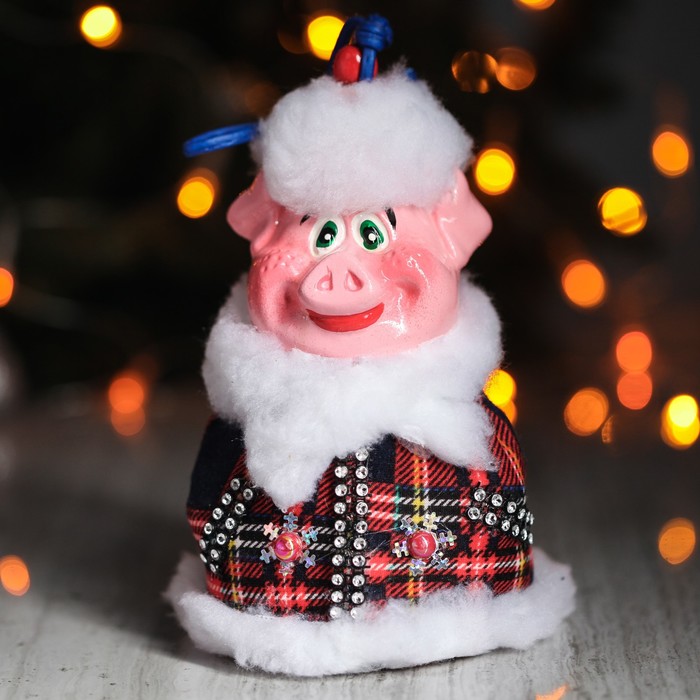 Колокольчик "Поросенок Дед-мороз", микс