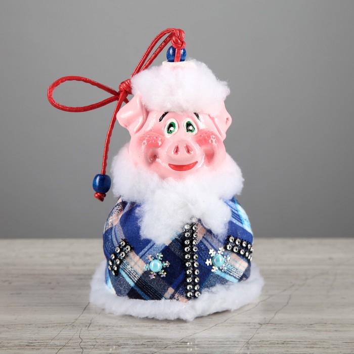 Колокольчик "Поросенок Дед-мороз", микс