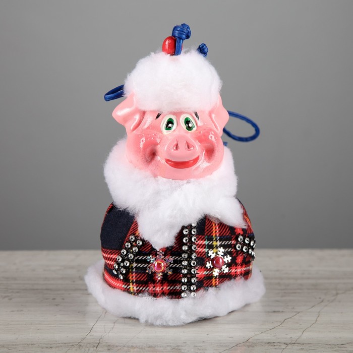 Колокольчик "Поросенок Дед-мороз", микс