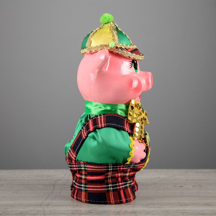 Копилка "Поросенок в кепке" микс