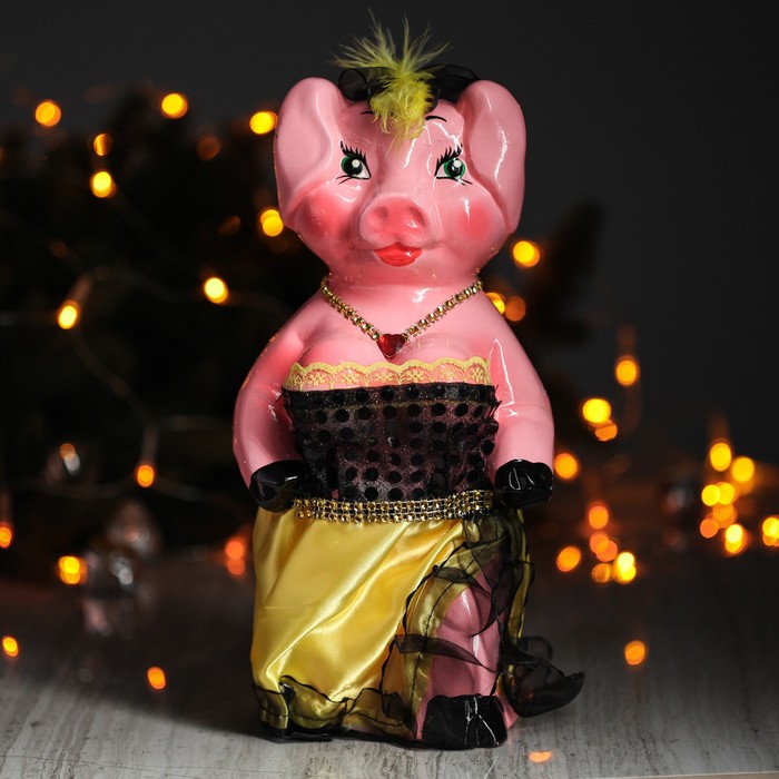 Копилка "Свинка Леди", текстиль, микс