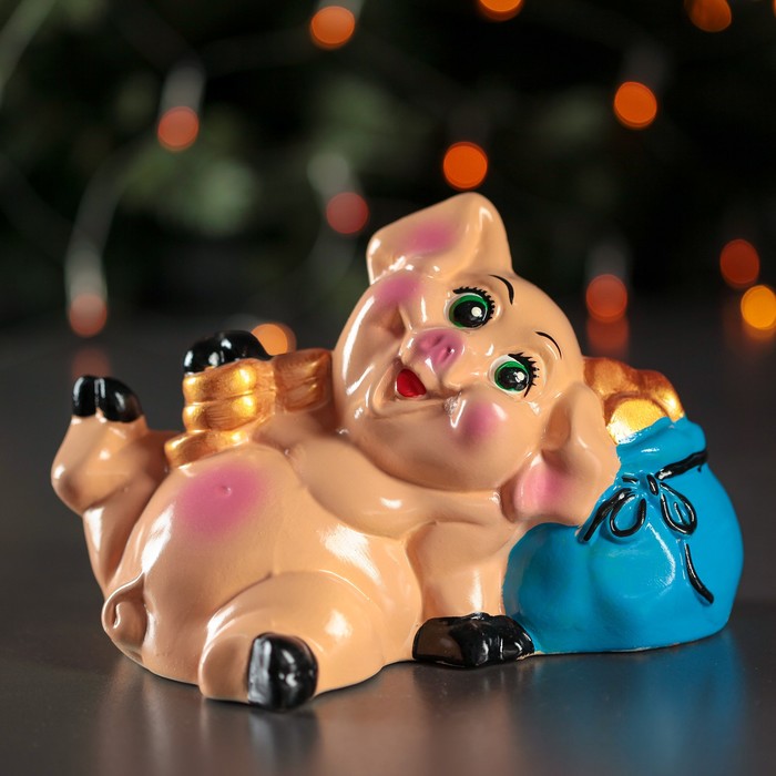 Копилка "Свинка с мешком" микс