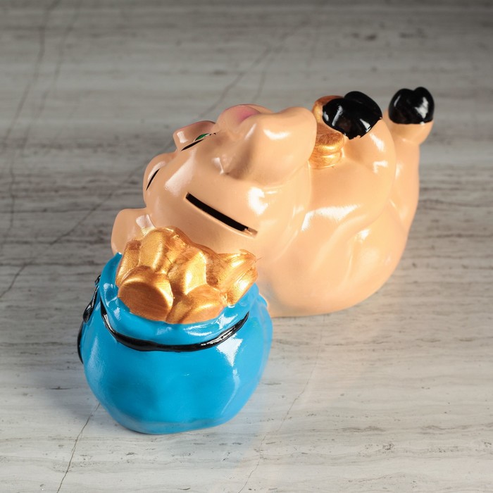 Копилка "Свинка с мешком" микс