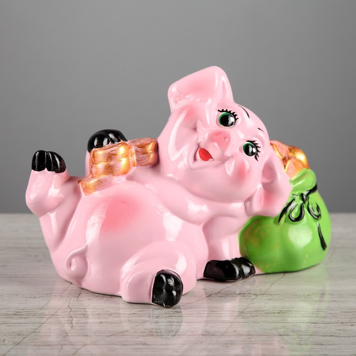 Копилка "Свинка с мешком" микс