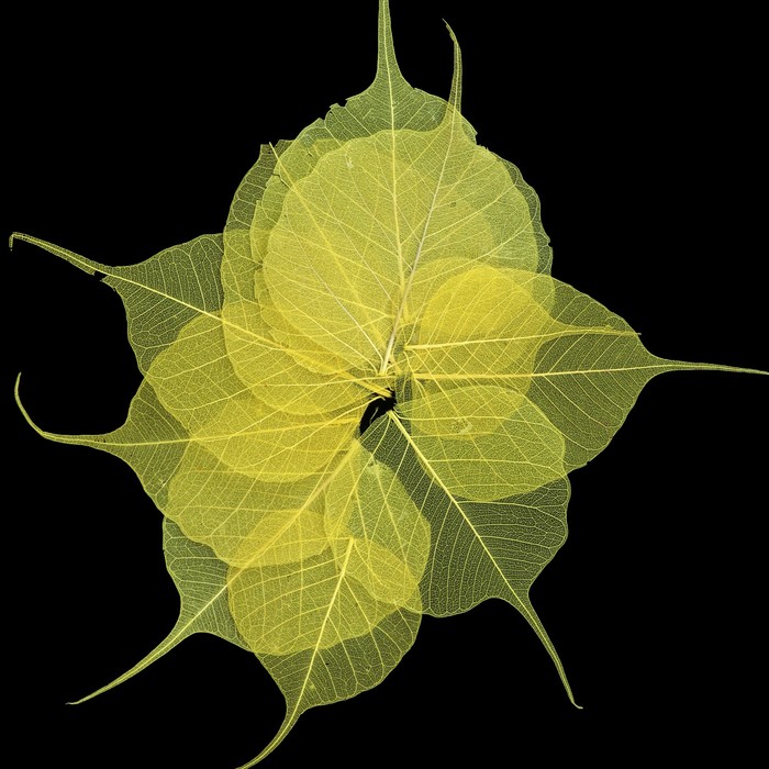 Скелетированный листочек "Магический" желтый
