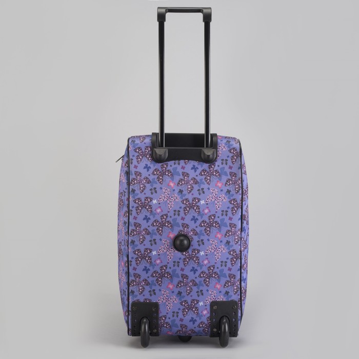 Сумка дорожная на колесах "Бабочки", 1 отдел, наружный карман, цвет фиолетовый