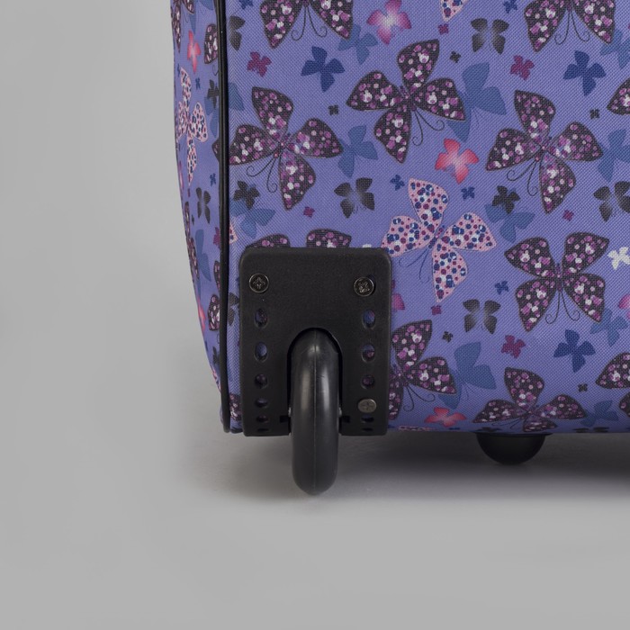 Сумка дорожная на колесах "Бабочки", 1 отдел, наружный карман, цвет фиолетовый