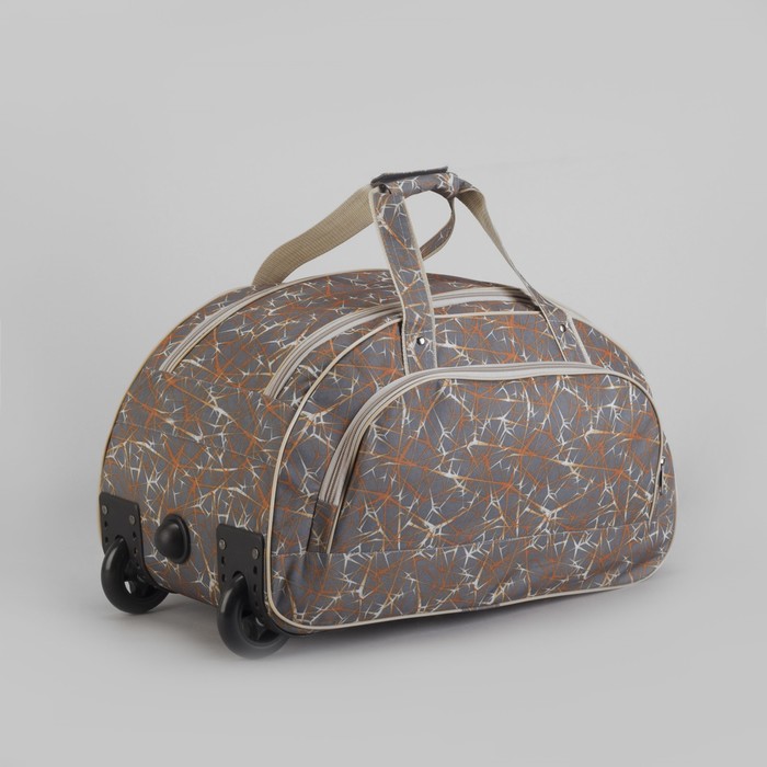 Сумка дорожная на колесах "Паутина", 1 отдел, наружный карман, цвет серый