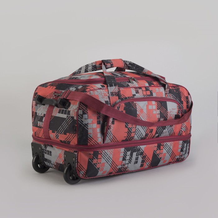 Сумка дорожная на колесах с расширением, отдел, 1 наружный карман, цвет серый/оранжевый