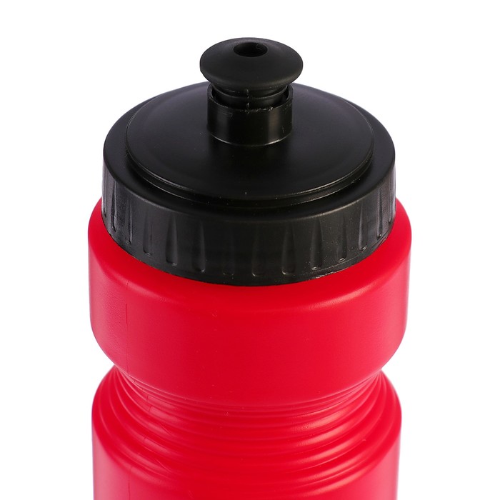 Бутылка для воды 700 мл, велосипедная, пластик PE, красная с черной крышкой, 7х22 см
