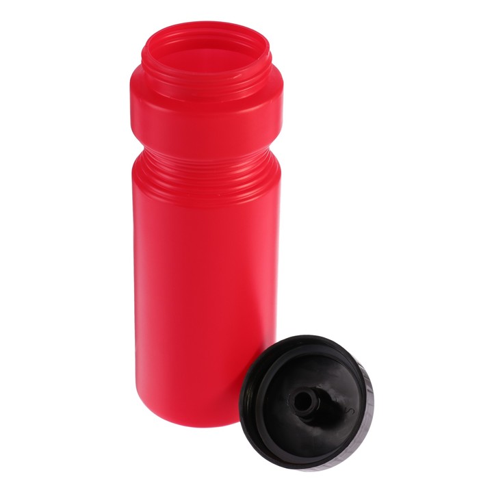 Бутылка для воды 700 мл, велосипедная, пластик PE, красная с черной крышкой, 7х22 см